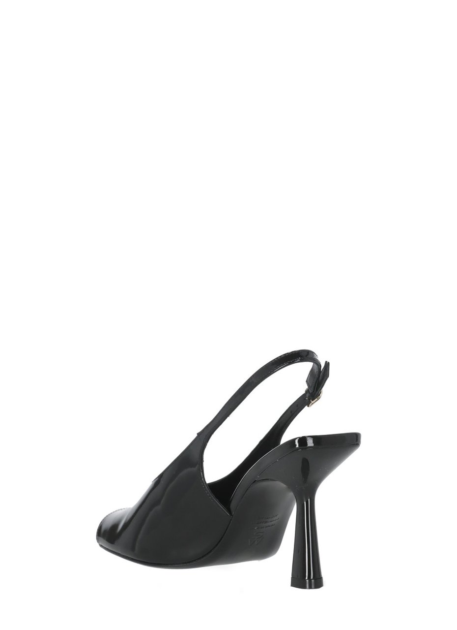 Stuart Weitzman Black Val 85 Polished Leather Slingback Zwart