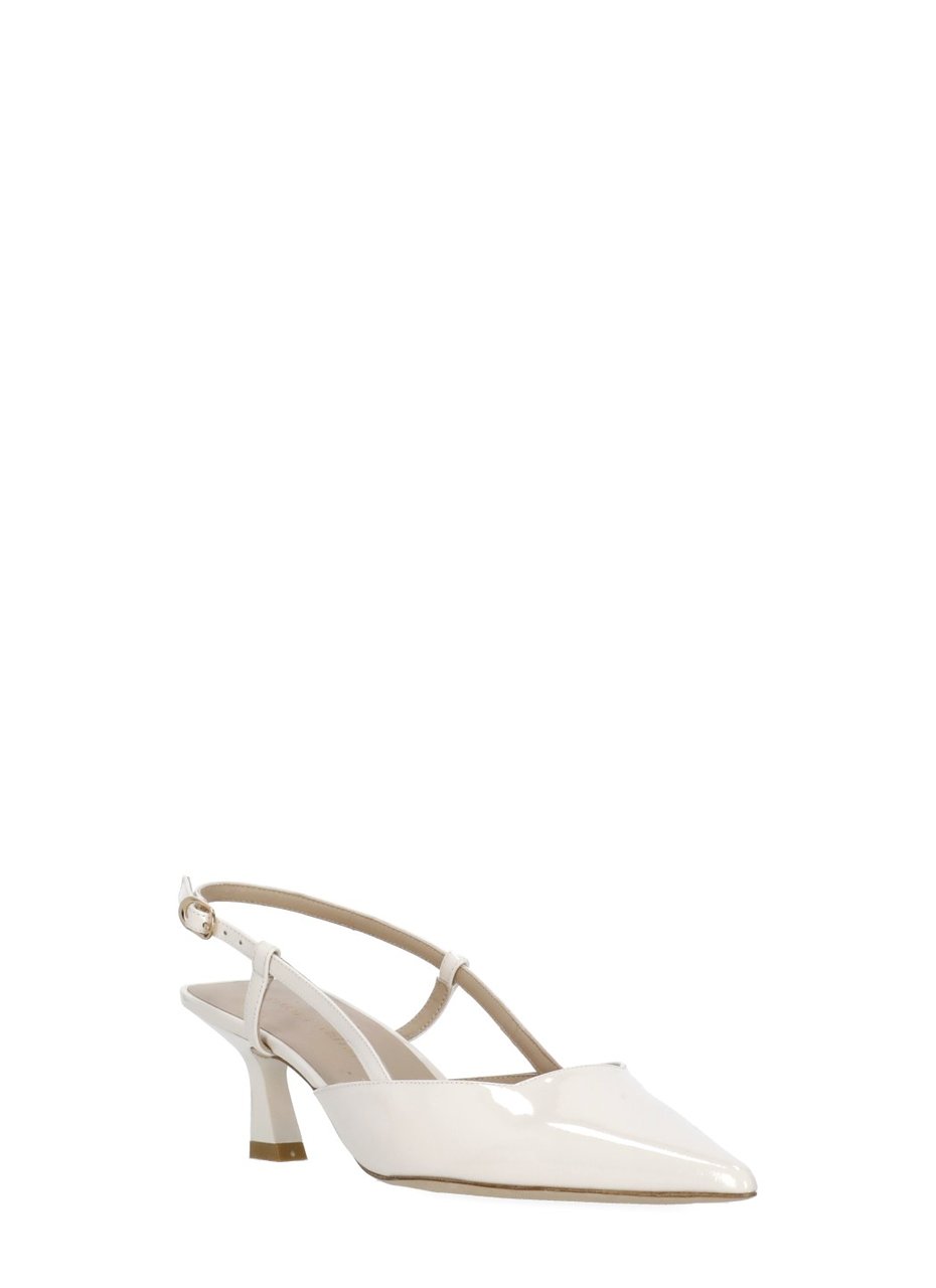 Stuart Weitzman Ivory Vinnie 50 Polished Leather Slingback Neutraal