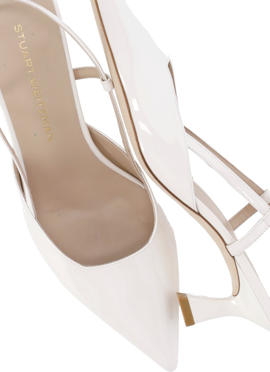 Stuart Weitzman Ivory Vinnie 50 Polished Leather Slingback Neutraal