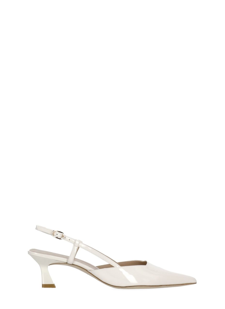 Stuart Weitzman Ivory Vinnie 50 Polished Leather Slingback Neutraal