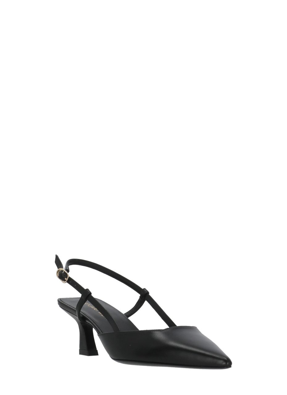 Stuart Weitzman Black Vinnie 50 Polished Leather Slingback Zwart