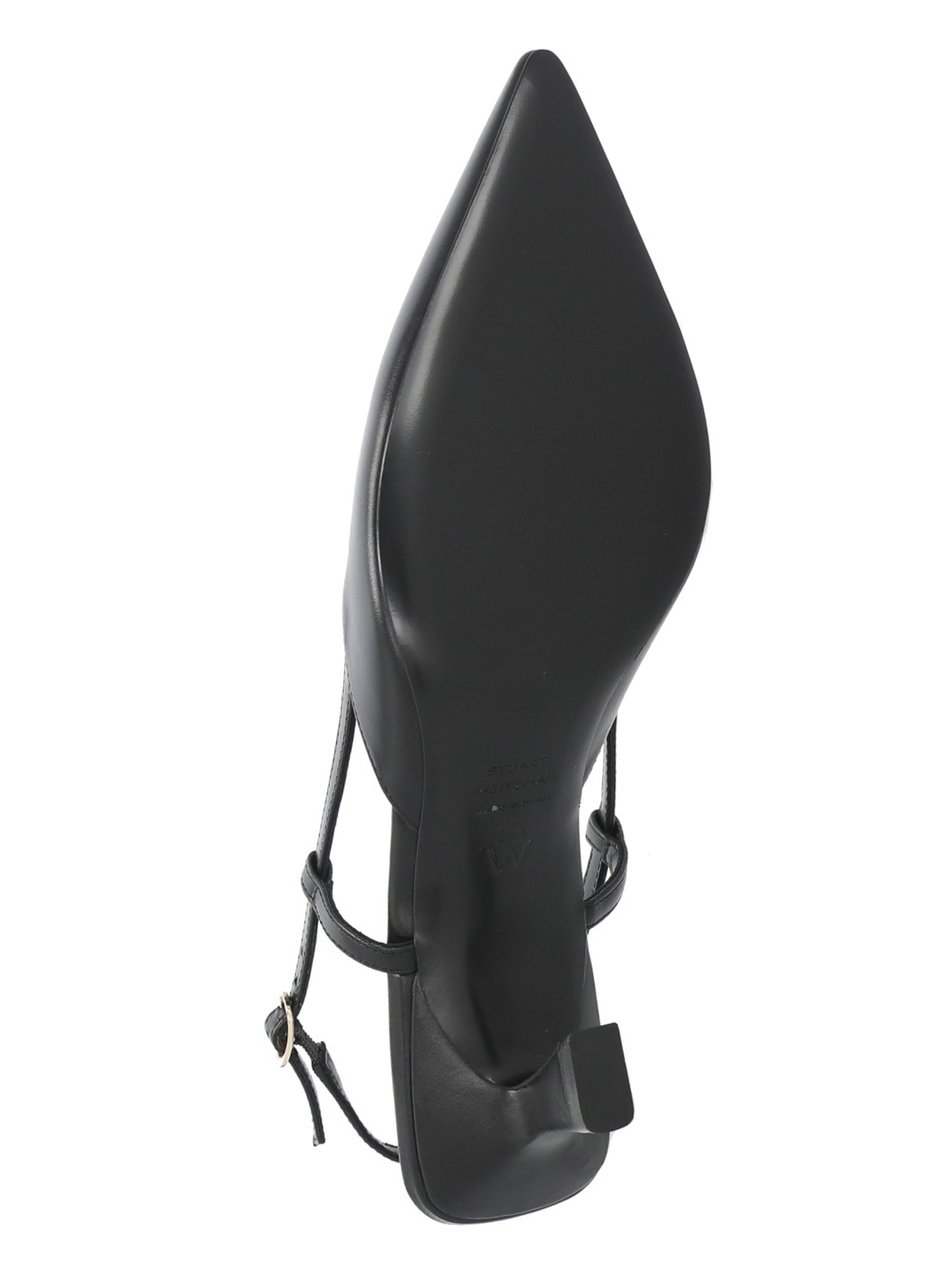 Stuart Weitzman Black Vinnie 50 Polished Leather Slingback Zwart