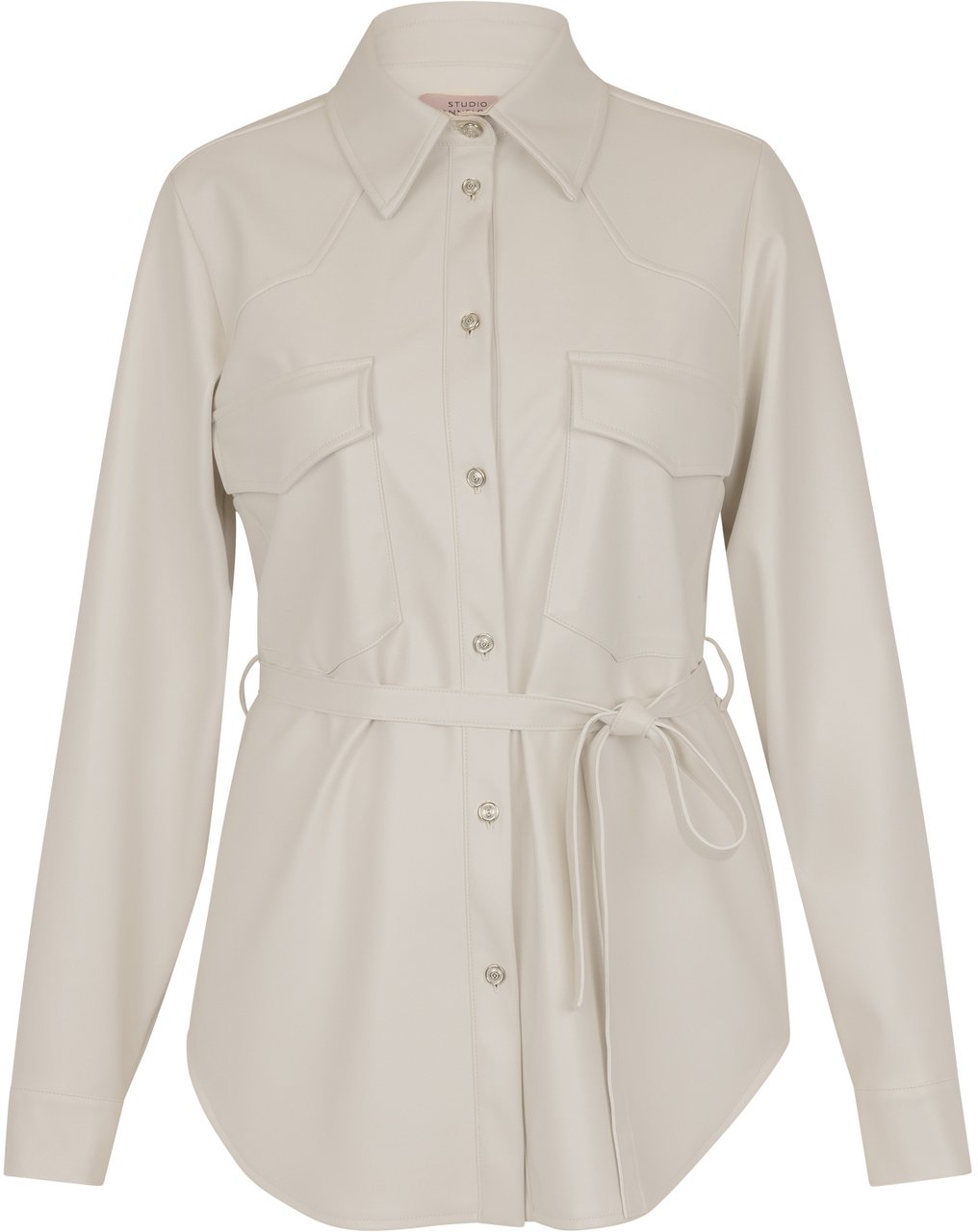 STUDIO ANNELOES - Bodil faux leather blouse - 13453 - 1400 Kit Wit