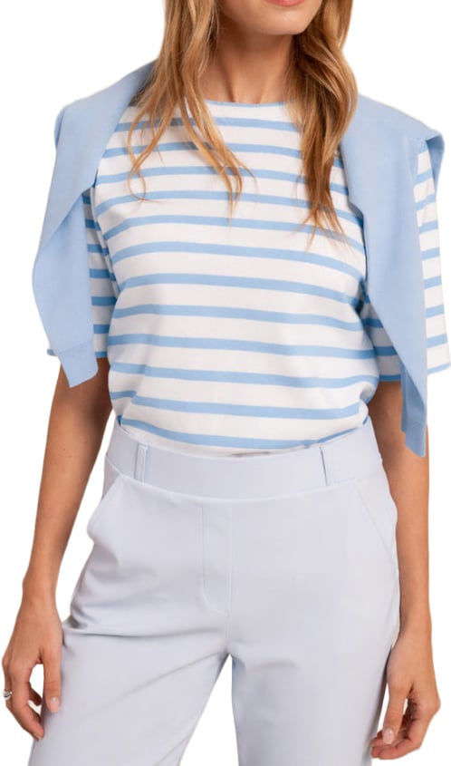 Studio Anneloes STUDIO ANNELOES - Annika stripe t-shirt - 13598 - 1170 Off white pastel blue Wit