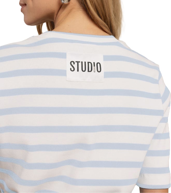 Studio Anneloes STUDIO ANNELOES - Annika stripe t-shirt - 13598 - 1170 Off white pastel blue Wit