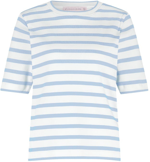 Studio Anneloes STUDIO ANNELOES - Annika stripe t-shirt - 13598 - 1170 Off white pastel blue Wit