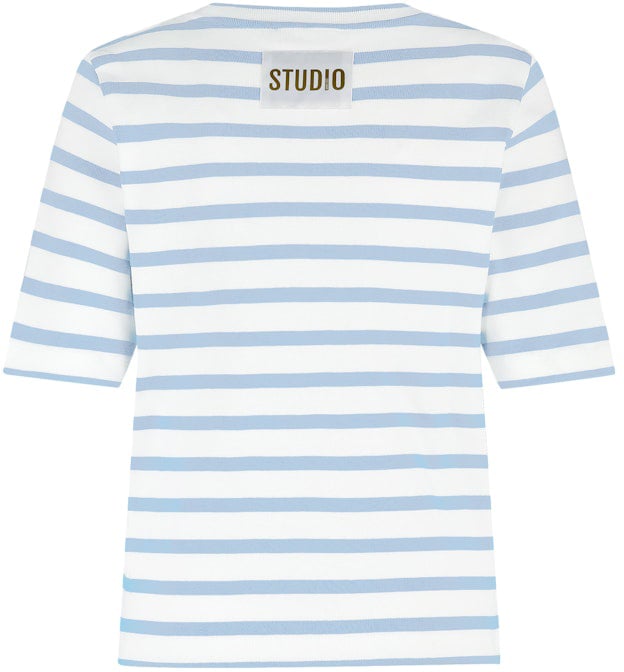 Studio Anneloes STUDIO ANNELOES - Annika stripe t-shirt - 13598 - 1170 Off white pastel blue Wit