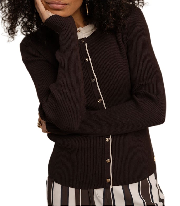 STUDIO ANNELOES - Sienna cardigan - 13603 - 8700 Espresso Bruin