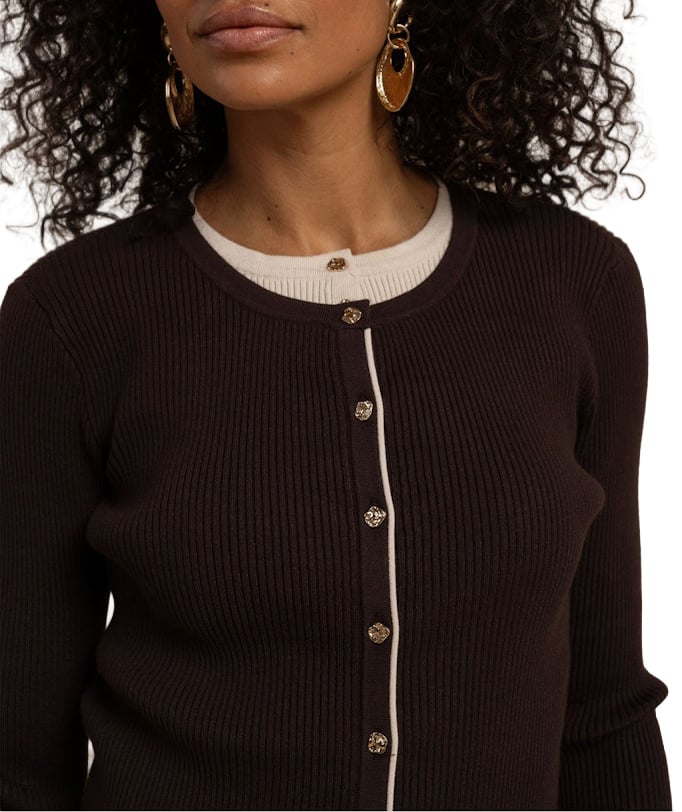 STUDIO ANNELOES - Sienna cardigan - 13603 - 8700 Espresso Bruin
