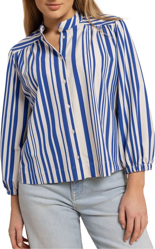 STUDIO ANNELOES - Jinte stripe blouse - 13736 - 1473 Kit/electric blue Wit