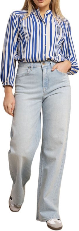 STUDIO ANNELOES - Jinte stripe blouse - 13736 - 1473 Kit/electric blue Wit