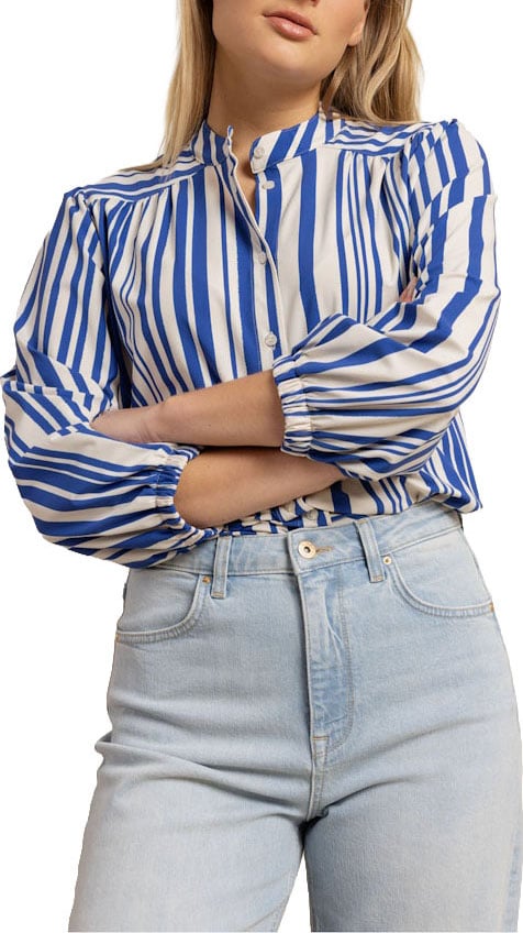 STUDIO ANNELOES - Jinte stripe blouse - 13736 - 1473 Kit/electric blue Wit
