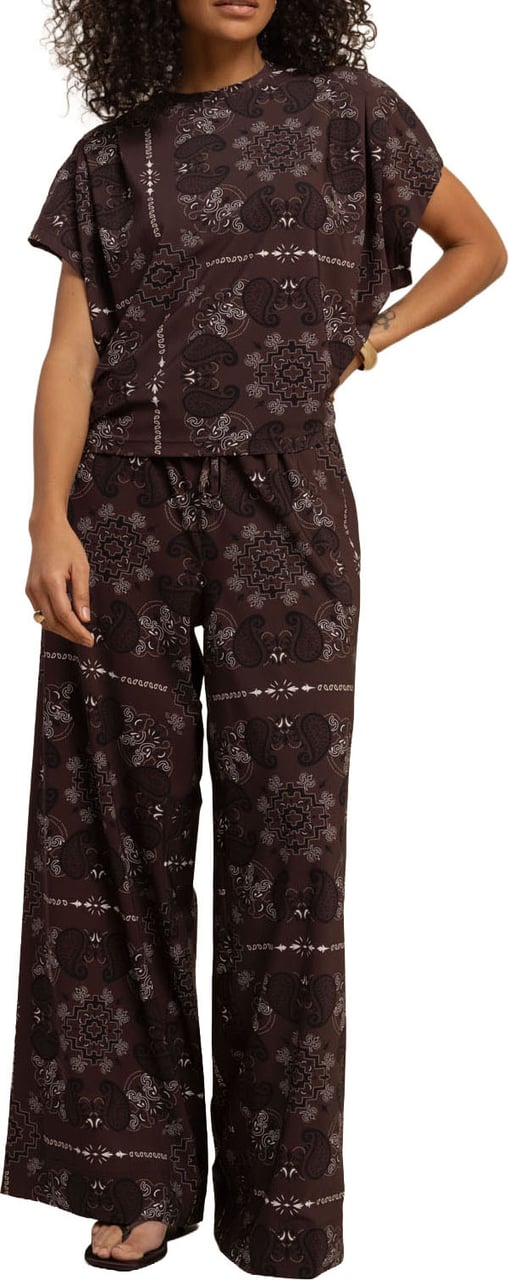 STUDIO ANNELOES - Grace paisley trousers - 13746 - 8714 Espresso/kit Bruin