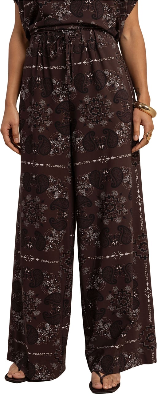 STUDIO ANNELOES - Grace paisley trousers - 13746 - 8714 Espresso/kit Bruin