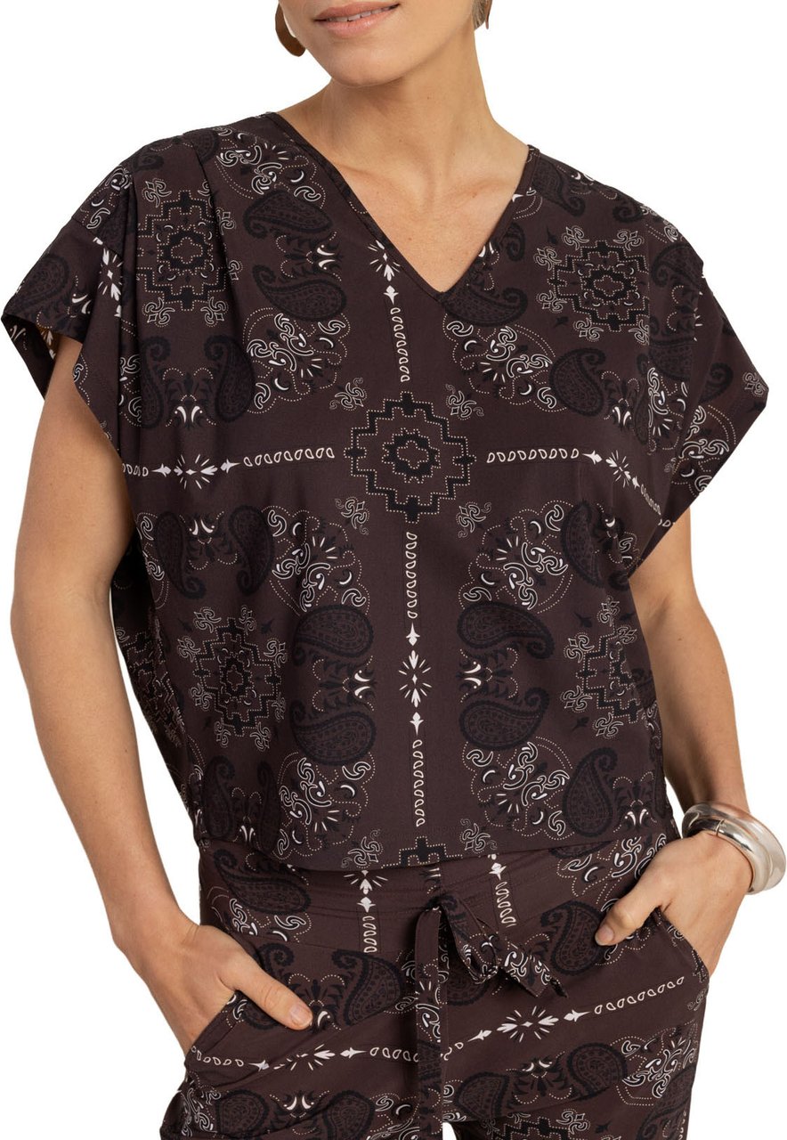 Studio Anneloes STUDIO ANNELOES - Renske paisley top - 13749 - 8714 Espresso/kit Bruin