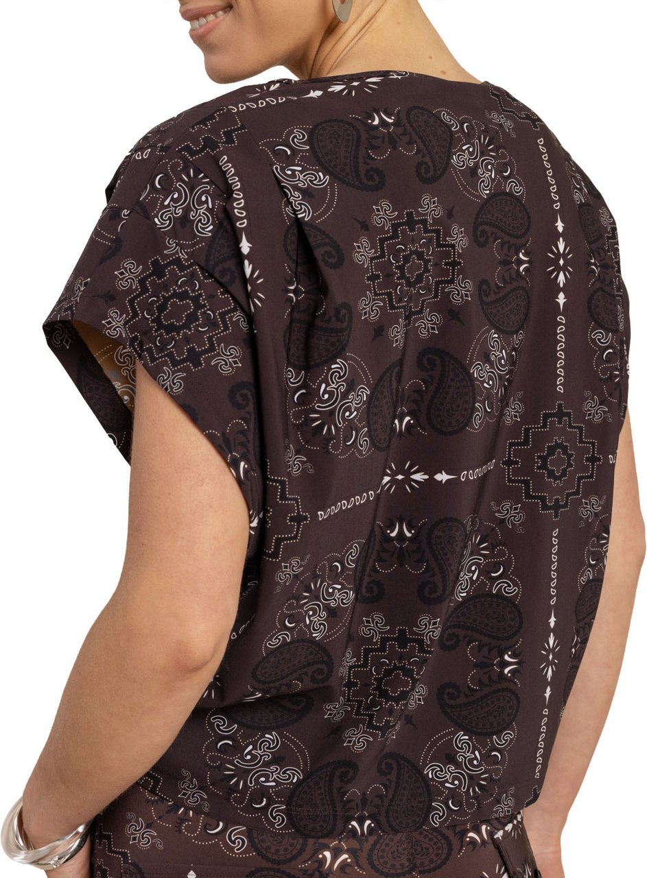 Studio Anneloes STUDIO ANNELOES - Renske paisley top - 13749 - 8714 Espresso/kit Bruin