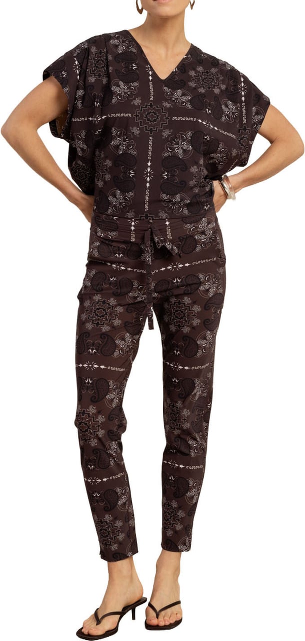 Studio Anneloes STUDIO ANNELOES - Renske paisley top - 13749 - 8714 Espresso/kit Bruin