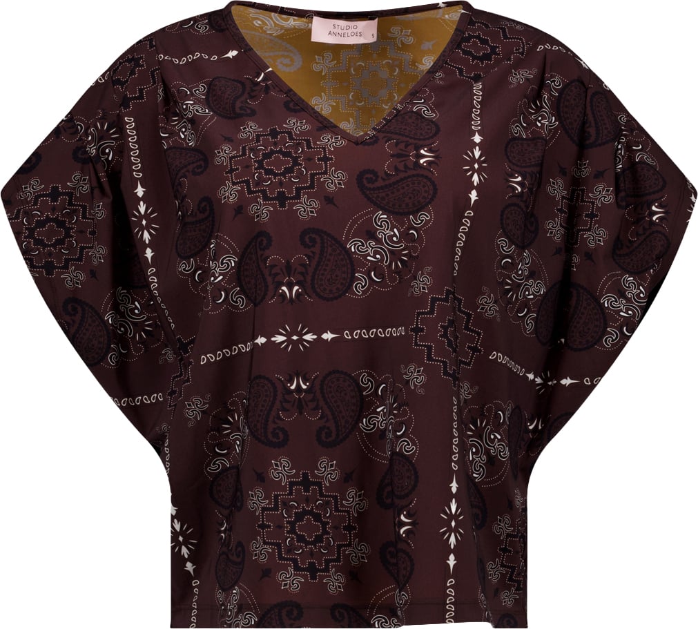 Studio Anneloes STUDIO ANNELOES - Renske paisley top - 13749 - 8714 Espresso/kit Bruin
