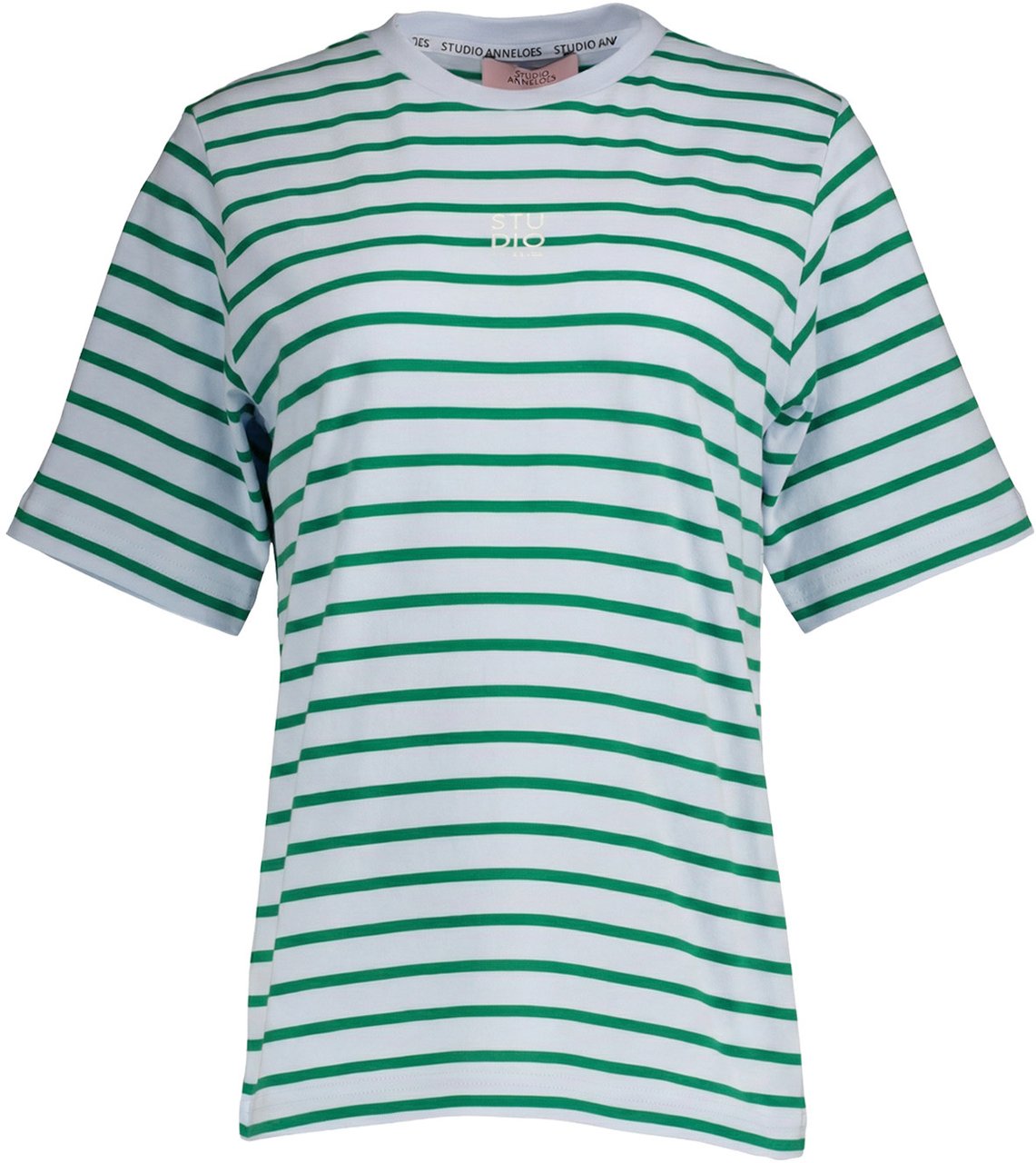 STUDIO ANNELOES - Stripe studio floor t-shirt - 13778 - 6672 Light blue/grass green Blauw