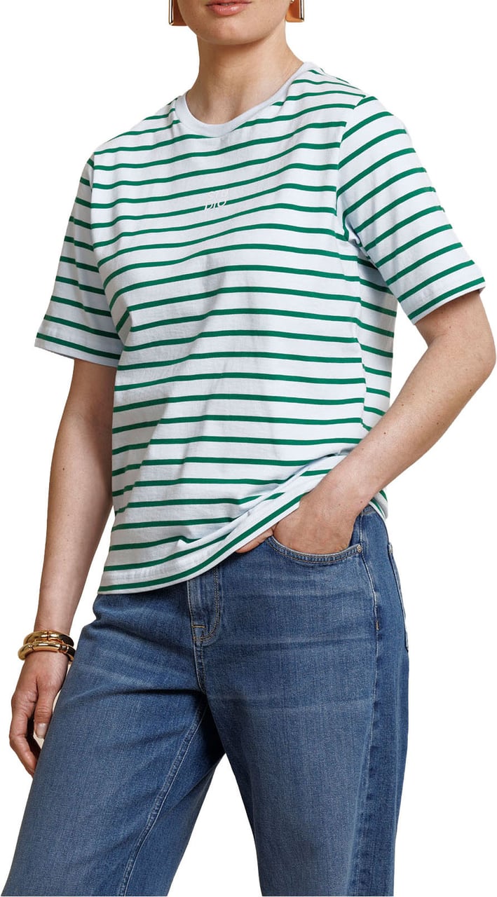 STUDIO ANNELOES - Stripe studio floor t-shirt - 13778 - 6672 Light blue/grass green Blauw