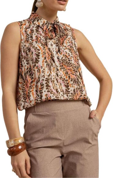 Studio Anneloes STUDIO ANNELOES - Kimmy feather blouse - 13866 - 9997 Multi color Oranje