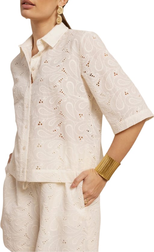 STUDIO ANNELOES - Nyra broderie blouse - 13870 - 1700 Ecru Wit
