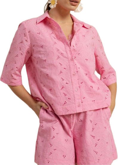 STUDIO ANNELOES - Nyra broderie blouse - 13870 - 4400 Pop pink Rood