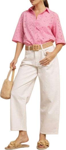 STUDIO ANNELOES - Nyra broderie blouse - 13870 - 4400 Pop pink Rood
