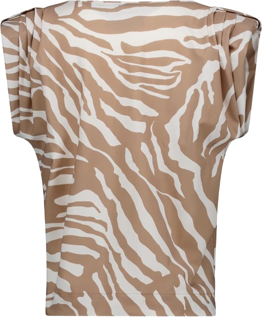 STUDIO ANNELOES - Leone zebra vneck top - 13894 - 2217 Latte/ecru Bruin