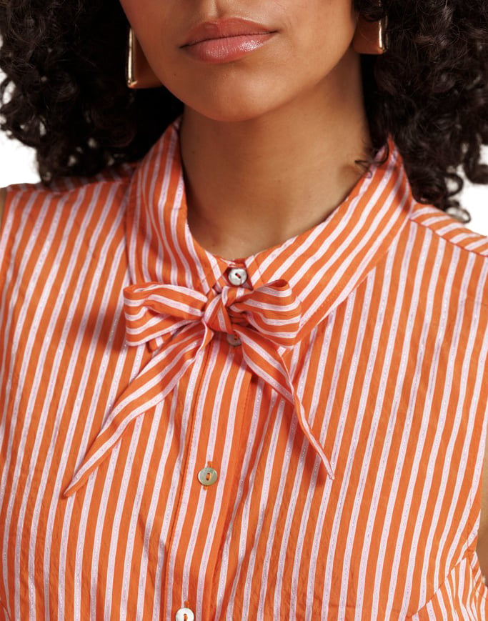 STUDIO ANNELOES - Kimmy stripe poplin blouse - 13907 - 2644 Orchid orange/pop pink Oranje