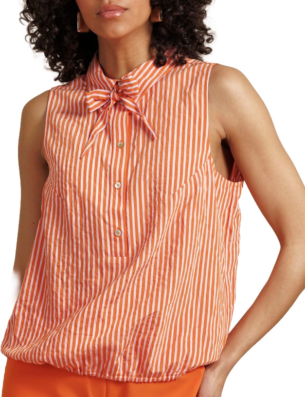 STUDIO ANNELOES - Kimmy stripe poplin blouse - 13907 - 2644 Orchid orange/pop pink Oranje