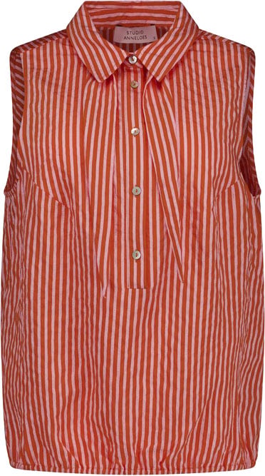STUDIO ANNELOES - Kimmy stripe poplin blouse - 13907 - 2644 Orchid orange/pop pink Oranje