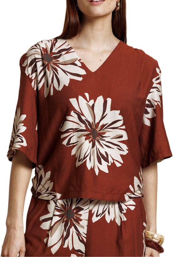 STUDIO ANNELOES - Maddi jane flower top - 14070 - 3301 Rust Beige