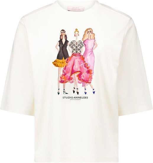 STUDIO ANNELOES - Fiore anniversary round neck t-shirt - 14174 - 1700 Ecru Wit