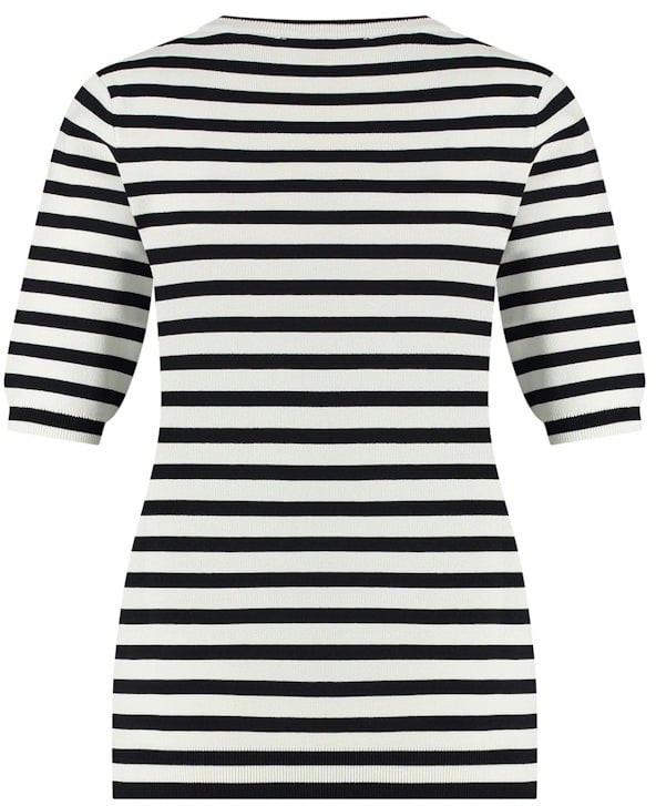 Studio Anneloes STUDIO ANNELOES - Luna stripe short slv pullover - 91510 - 1169 off white/dark blue Wit