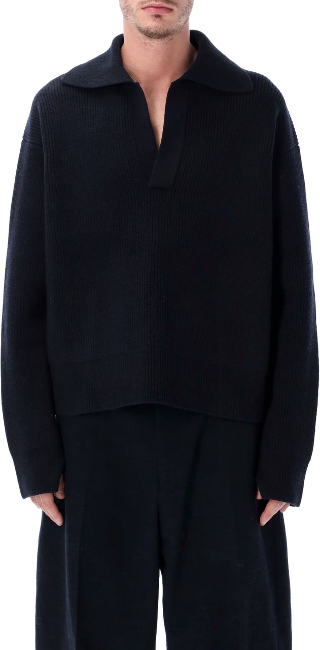 Studio Nicholson Nash Polo Darkest Navy Blauw