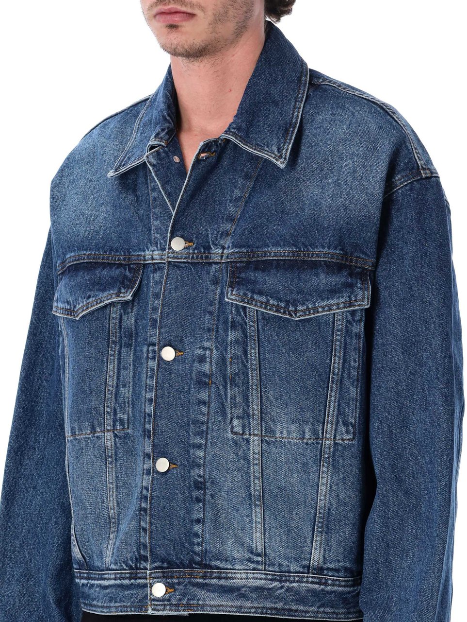 Studio Nicholson Denim Jkt Warn Wash Indigo Blauw