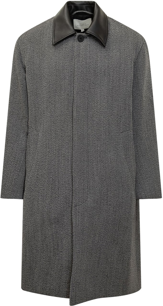 Studio Nicholson Cappotto Grigio con Colletto a Contrasto Studio Nicholson Zwart