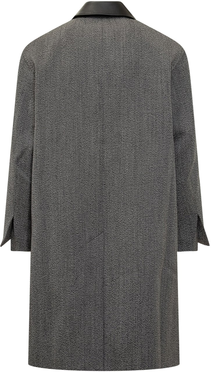 Studio Nicholson Cappotto Grigio con Colletto a Contrasto Studio Nicholson Zwart