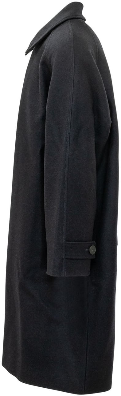 Studio Nicholson Cappotto Raglan Lungo con Chiusura Coperta Zwart