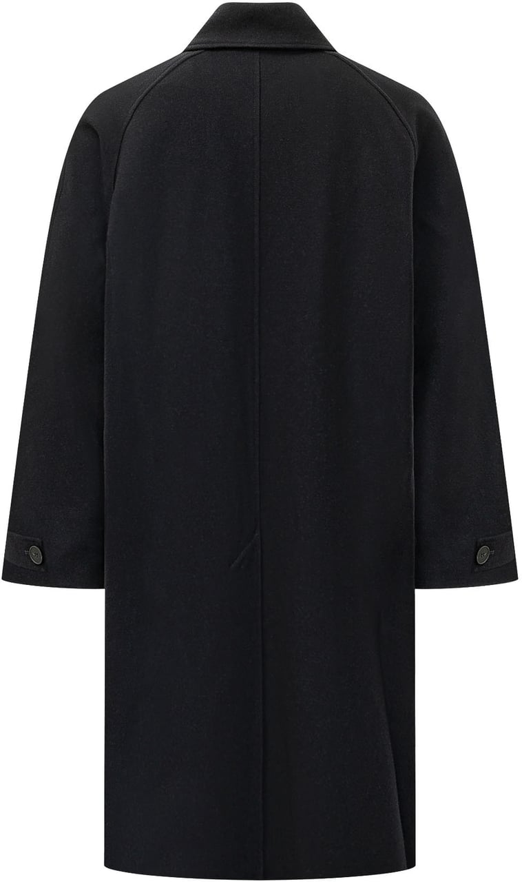 Studio Nicholson Cappotto Raglan Lungo con Chiusura Coperta Zwart