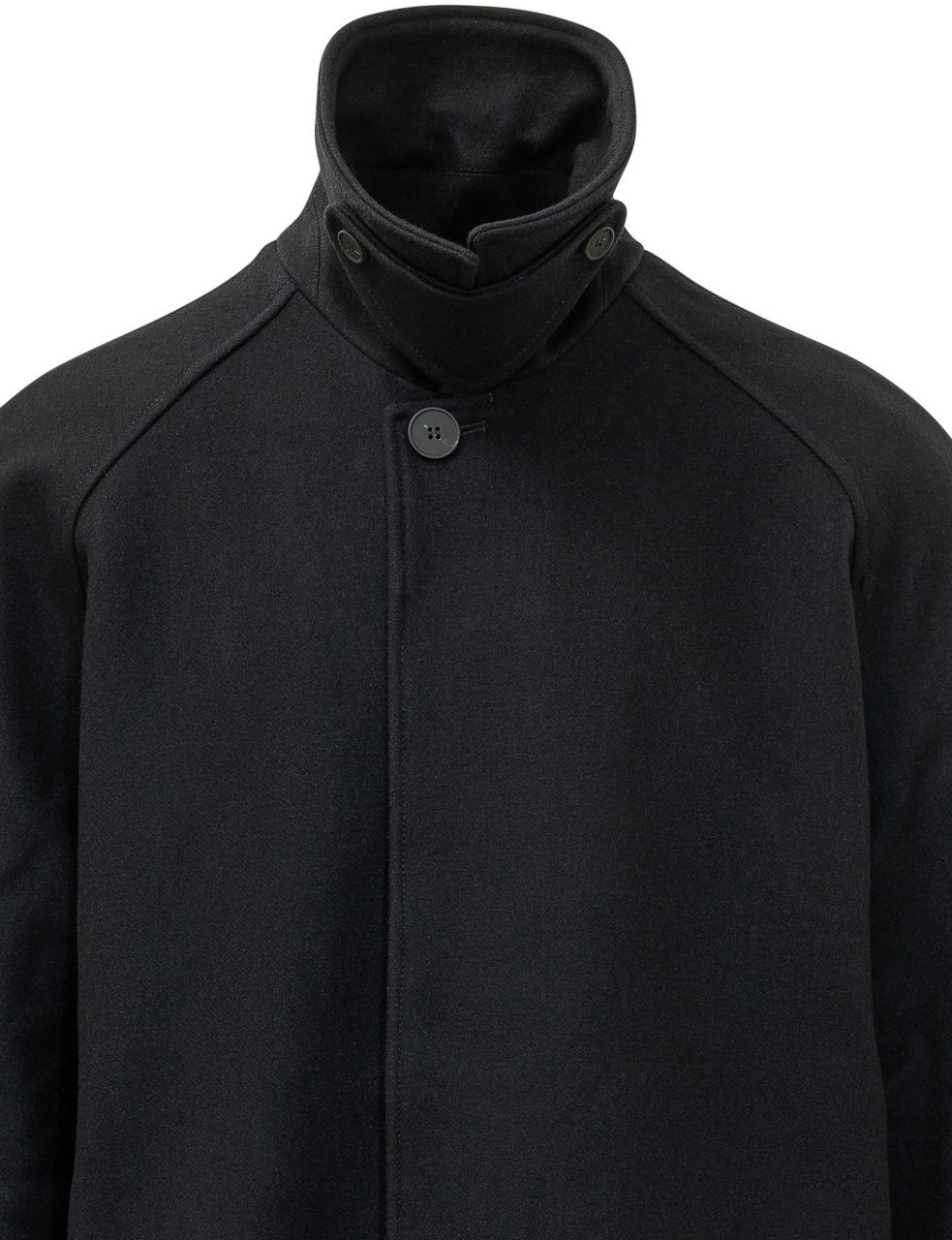 Studio Nicholson Cappotto Raglan Lungo con Chiusura Coperta Zwart