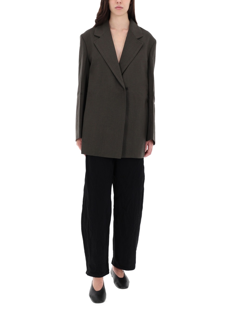 Studio Nicholson Cahun Black High-Waist Wide-Leg Pants Zwart
