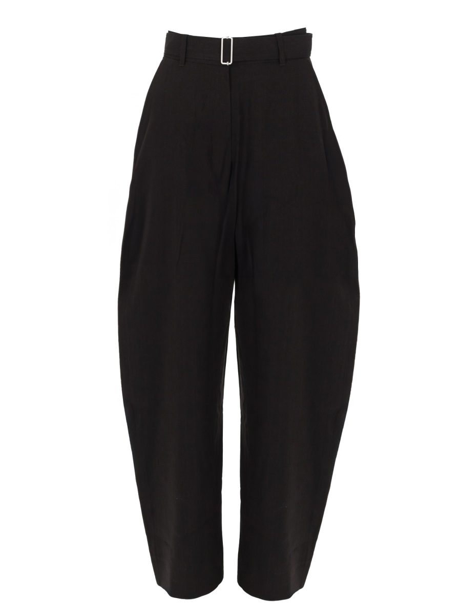 Studio Nicholson Neutrals High Waist Buckle Wide-Leg Pants Zwart