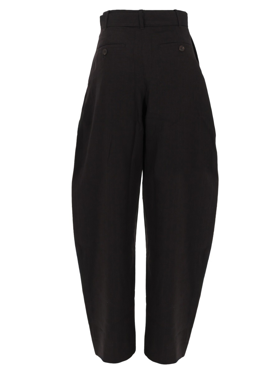 Studio Nicholson Neutrals High Waist Buckle Wide-Leg Pants Zwart