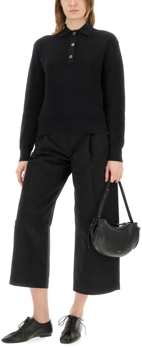 Studio Nicholson "Chesapeake" Knit Polo Shirt Zwart