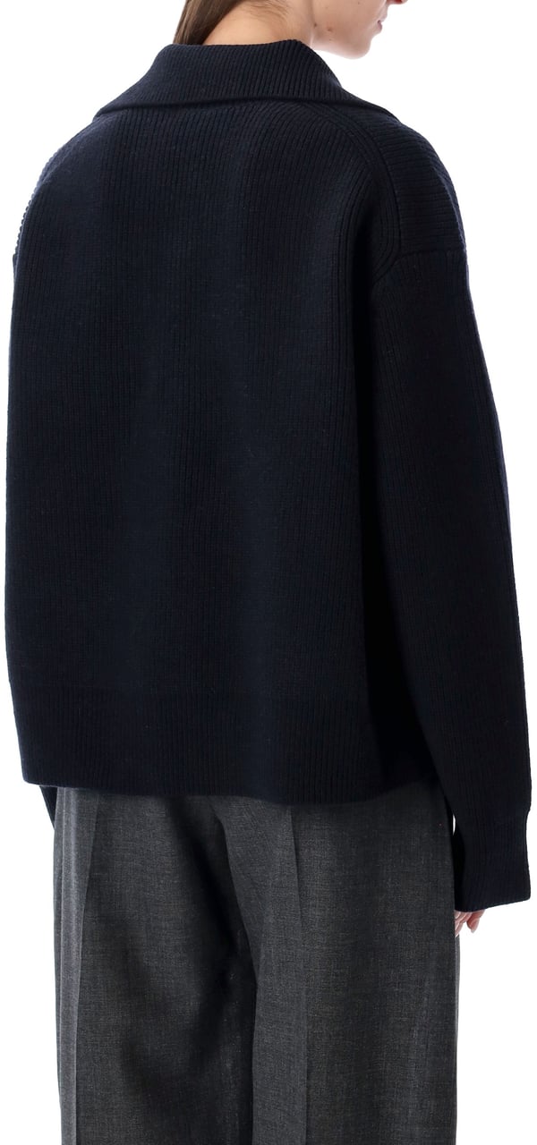 Studio Nicholson Nash Polo Collar Knit Darkest Navy Blauw