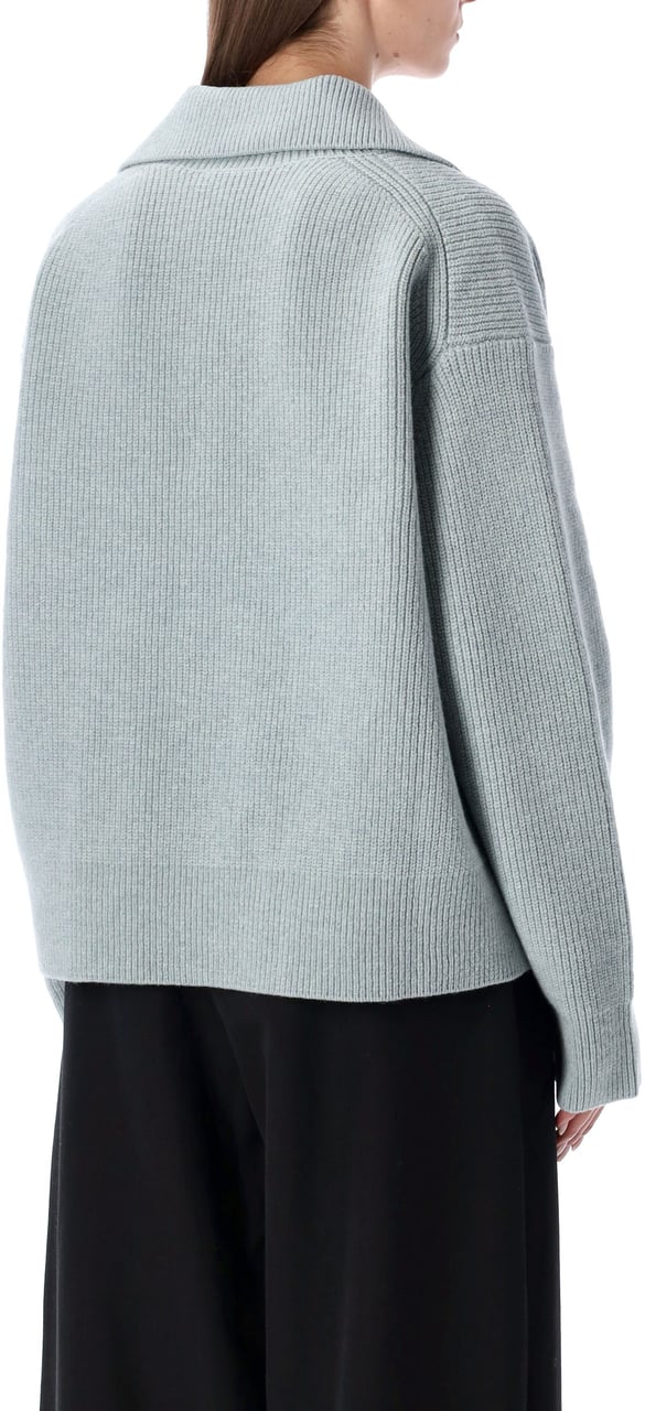 Studio Nicholson Nash Polo Collar Knit Mist Light Blue Lichtblauw