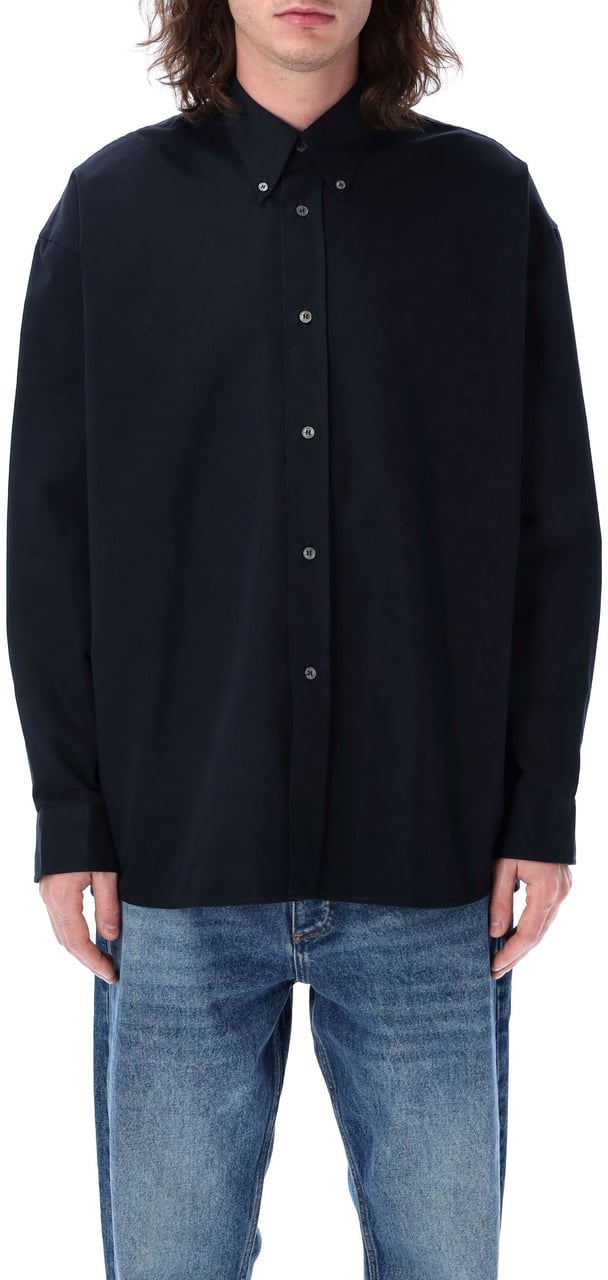 Studio Nicholson Long Sleeve Shirt Darkest Navy Blauw
