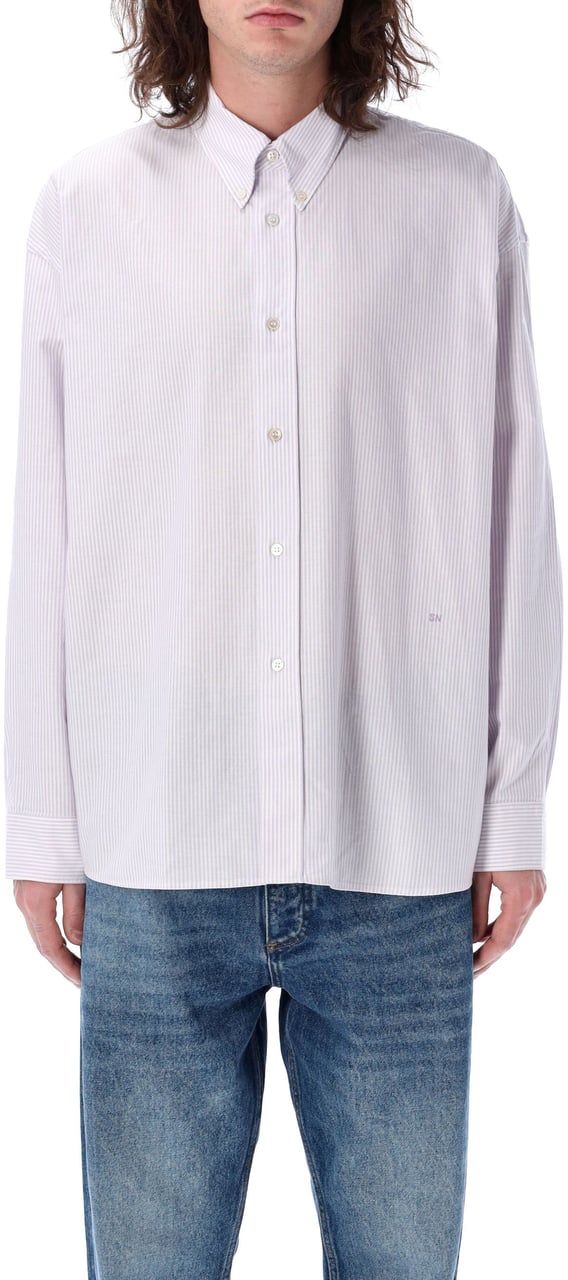 Studio Nicholson Long Sleeve Shirt Lilac Stripe Paars
